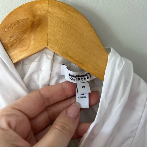 Derek Lam 10 Crosby Finn Ruffled Wrap Mini Dress Cotton Poplin White Size 10 - Picture 4 of 6